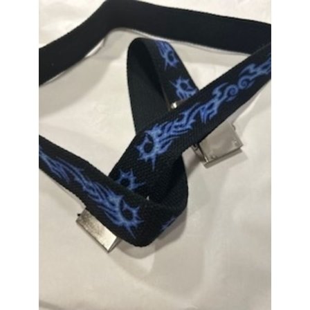 Vintage "double face" Marinblå canvas bälte med tribal mönster