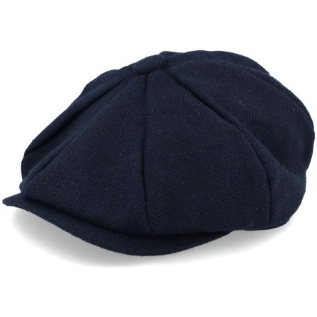 Beechfield - Blå flatcap Keps - Navy Heringbone Heritage Bakerboy Flat Cap @ Hatstore