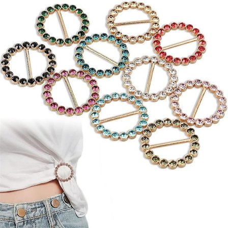 10 st Scarf Buckle Metall Rund T-shirt Stöd Knuten Ring Buckle för Damer Flickor slumpmässig färg