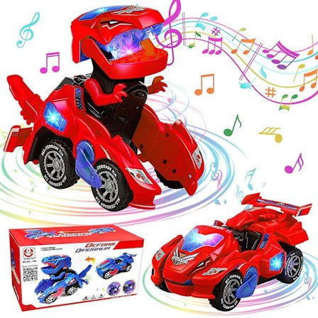 Transformerande dinosaurie leksaker Transformerande dinosaurie bil Automatisk transformerande dino bilar med musik och LED-ljus Transformerande bil 