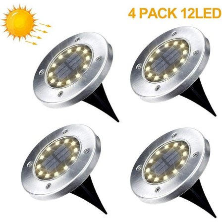 Solcellslampor Utomhus Trädgård 4 Pack 12 LED Solcellsstrålkastare Utomhus Solcells Trädgårdslampor Varm Vit IP65