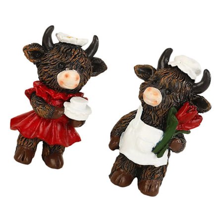 Highlands Ku Figuriner Hagedekorasjoner Håndverk Ornament Innflyttingsgave, Resin Dyrestatuer Gårdshus Hylle Dekorasjoner Flerfarget