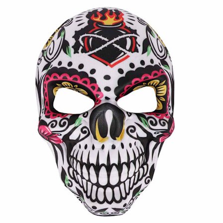 Halloween Día de Muertos Sukkerkranie Kostume Maske Día de Muertos Udklædning (flamme)