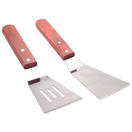 2-pakning stekespade i rustfritt stål med trehåndtak, flat dørslagspade, kjøkkenutstyr
