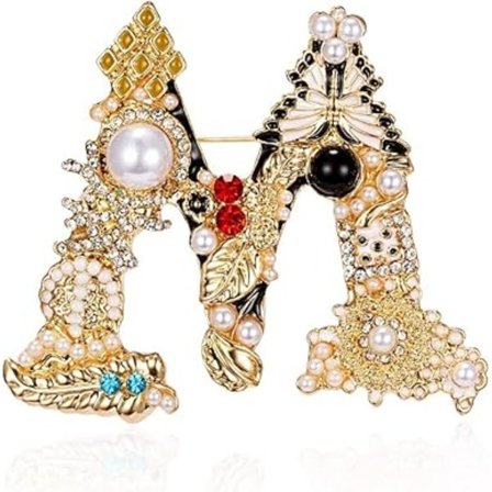 Kristallperle Initial Brosje Gullbelagt Emalje Fargerik Bokstav