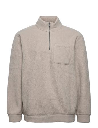 100% Recycled Polyester Sherpa Half-Zip Sweatshirt Beige GAP