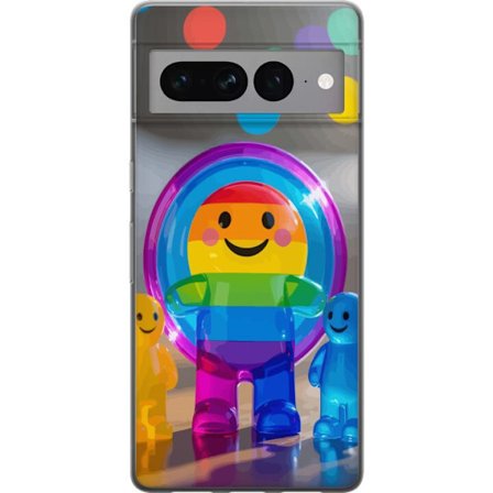 Yhteensopiva Puhelinkuori Google Pixel 7 Pro Pastellivärinen yksisarvinen, jolla on sateenkaaren harja ja suuret silmät taianomaisessa talviympäris