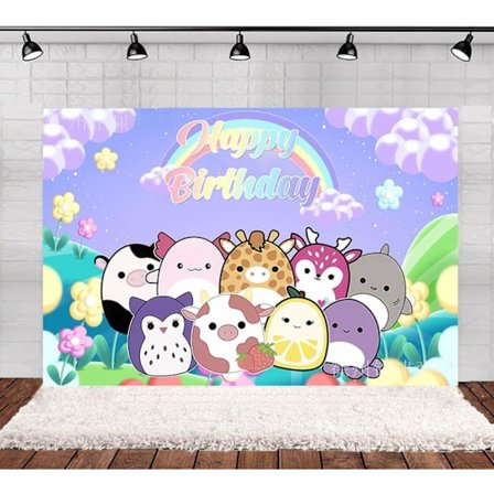 Squishmallows Bakgrunn Bursdagsfest Utstyr Fotobanner Dekorasjoner