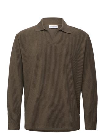 V-Neck Jacquard Polo L/S Green Lindbergh