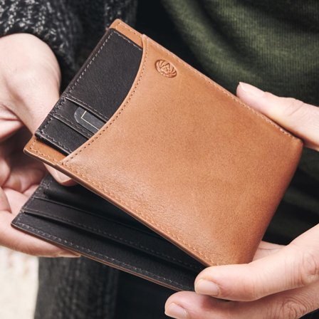 Portafoglio e porta carte Lincoln in pelle marrone con protezione RFID per uomini - Portacarte