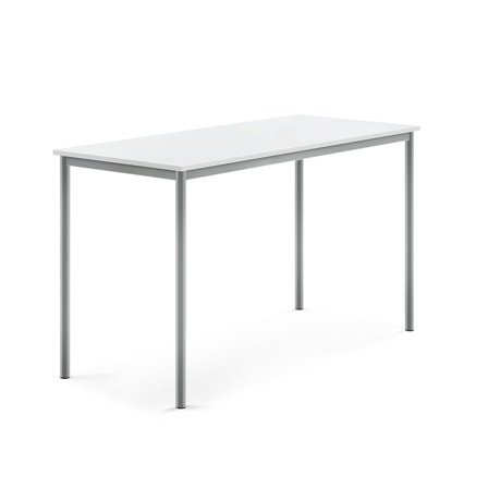 Desk BORÅS, 1600x700x900 mm, white laminate, alu grey