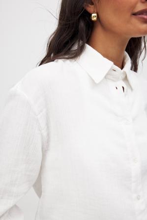 NA-KD Chemise en coton doux à manches longues - Chemises - Blanc - EU 44