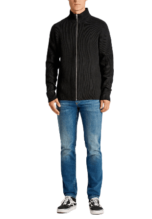 Lindbergh Knitted Zip Cardigan Knit Koftor & cardigans Herr Svart XL