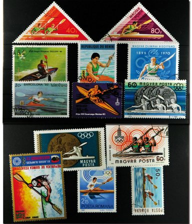 Kajak 13 forskellige frimærker