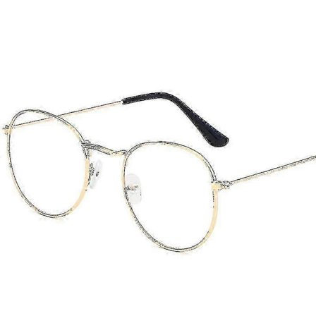 Metal Print Runde Briller Stel Unisex Dekorative Briller Lette Klare Linser Retro Briller