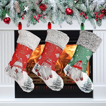 3 kpl Joulupukin sukka täyttöön, suuret joulusukat 46*20cm, personoidut joulusukat, ripustettava joulusukka takkaan, Chr