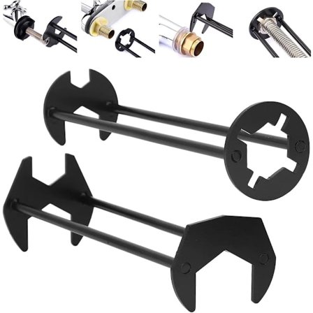 2-delt sæt med vandhanenøgle, vaskenøgle, 7 størrelser vasknøgle, universalnøgle til underskab, firekloet unbrakonøgle, multi...