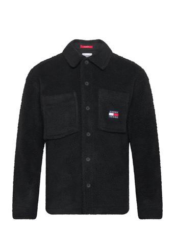 Tjm Solid Sherpa Overshirt Overshirts Svart Tommy Jeans*Betinget Tilbud