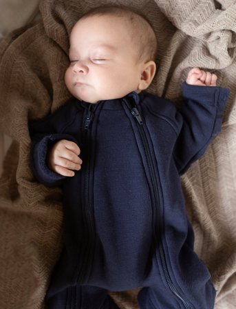 Smallstuff Jumpsuit, Merino Wool W. 2 Zip, Navy - Navy - 92/98