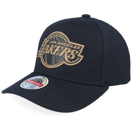 Mitchell & Ness - NBA Schwarz adjustable Cap - Hatstore Exclusive x Los Angeles Lakers Leather Logo Black Adjustable @ Hatstore
