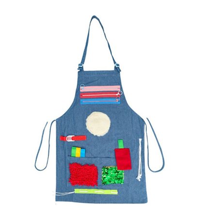 Komfortabelt sensorisk leke-forkle med frontlomme for utdanningssentre