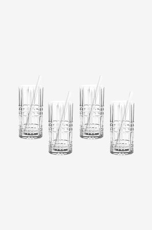 Longdrinkglas med sugrör Tastes Good 44,5 cl, set i 5 delar - Nachtmann - Transparent - Drinkglas & shotglas - Från Homeroom