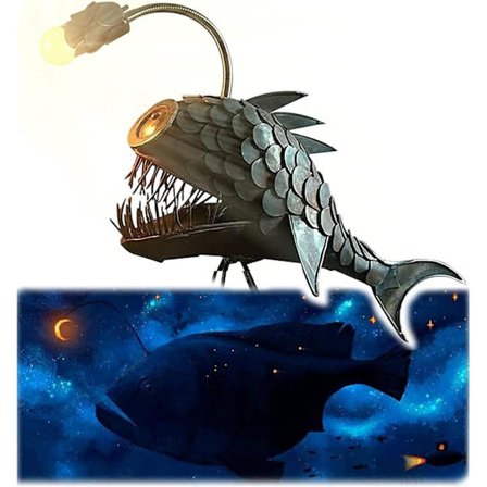 Steampunk-bordlampe, Steampunk-bordlampe med rustik USB-hajlampe, håndlagde nattlys, boklamper, kreativ industriell dekor for hjem/kontor (liten)