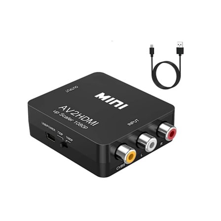 RCA til HDMI, AV til HDMI-konverter, Mini RCA Composite CVBS Video Audio Converter Adapter til TV/PC/ PS3/ STB/Xbox VHS/VCR/Blue-Ray DVD-afspillere