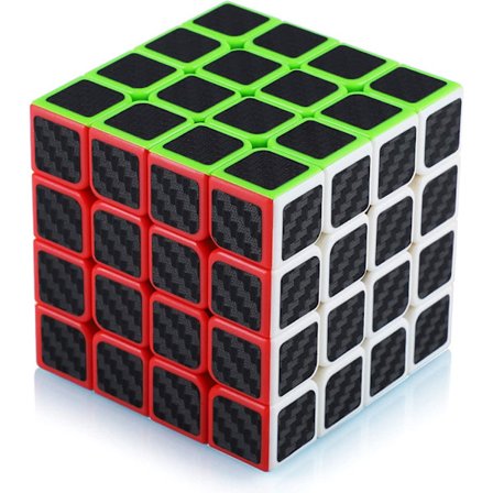 Svart - Rubiks kube 4x4 4x4 karbonfibersticker gave til barn