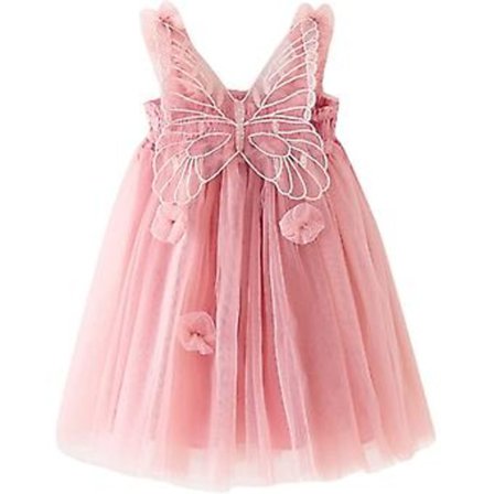 Småbørn Baby Piger Ærmeløse Sommerfuglevinge Kjoler Fe Tyl Kjole Børn Dansefest Prinsesse Kjoler (130cm Pink)