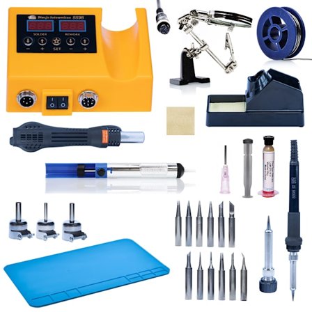 Lodstation 2-i-1 OH660 Startpaket – Hot Air och Lödkolv | 660W | 12 Spetsar | Komplett Kit för Elektronik