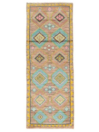 Noué À La Main Moroccan Berber - Afghanistan 73X197 Tapis De Laine Marron/Jaune Foncé Petit