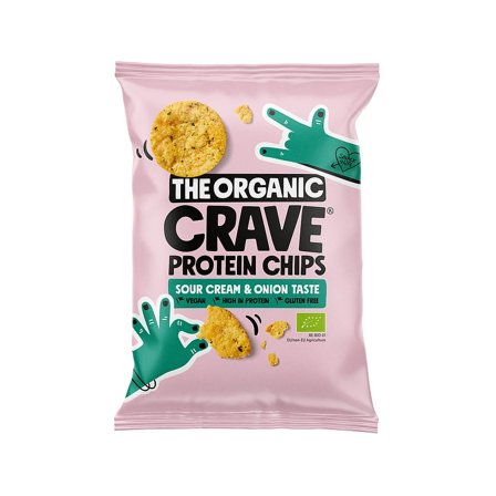 The Organic Crave Økologiske protein chips sour cream og løg 30 g, Helse & Madvarer, Snacks, Chips & Kiks