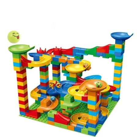 Marmor lopp löpning block labyrint boll spår bygg block plast tratt rutschbana montera gör-det-själv tegelstenar