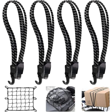 Cykel Bagagebærer Gummi Spænder 3-i-1 Bagage Stropper med Kroge (4 PCS Motorcykel Stropper)