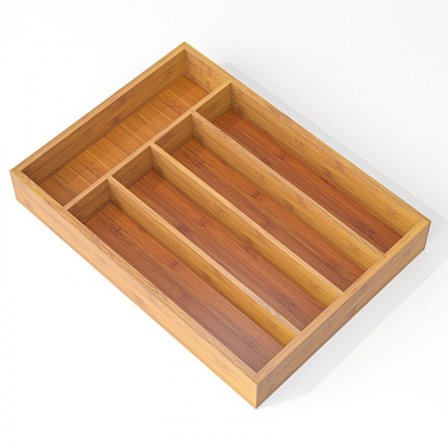 Bambus Bestikbakke med 5 Rum: Skuffeorganisator