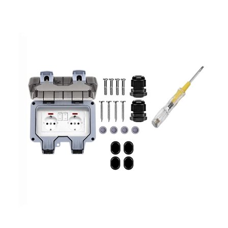 Udendørs Stikkontakt Vandtæt Stikkontakt Med Afbryderindikatorlys, Vægstikkontakt Vådrum Overflademonteret