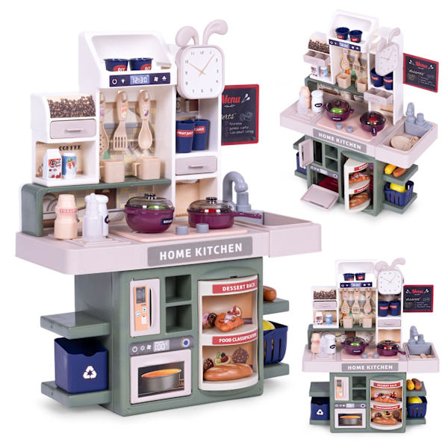 Børnelegekøkken med lyde, lys, damp og 35 tilbehør