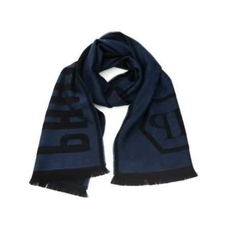 Philipp Plein, Blue Wool Scarf Zwart, unisex, Maat:ONE Size