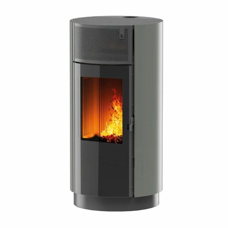 Stufa a pellet Girolami Round 12 11 kW ad aria WiFi - Grigio
