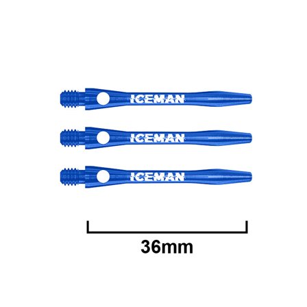 Red Dragon Darts Iceman Logo Aluminium Shafts 36mm Blue 6pcs - Steel Tip Darts Accessories Replacement Shafts for Flights