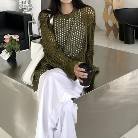 Hollow Out Puserot Neulepuserot VIHREÄ