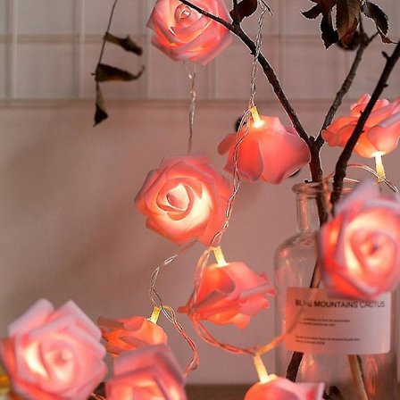 Led rosa roseblomst lyslenke batteridrevet for bryllup hjemmefest bursdagsfestival innendørs utendørs dekorasjoner