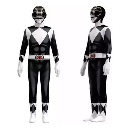 Mighty Morphin Power Rangers Cosplay-asu lapsille/aikuisten Negro 120cm