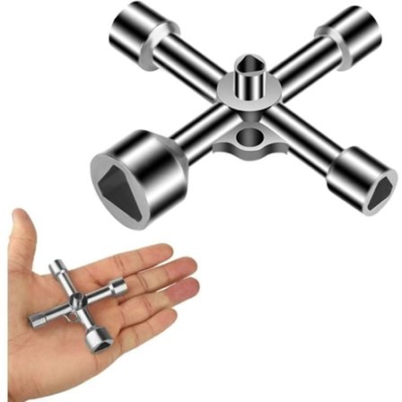 4-vejs trekantnøgle 5 størrelser Indvendig diameter 7mm/10mm/12mm/13mm/18mm Universalnøgle til elskab, gas, vand, elmåler, skab