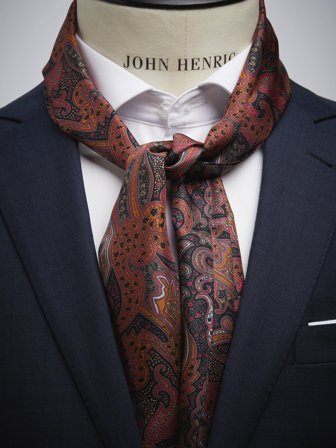 John Henric Men's Schwarzer Paisley Seidenschal Size Onesize
