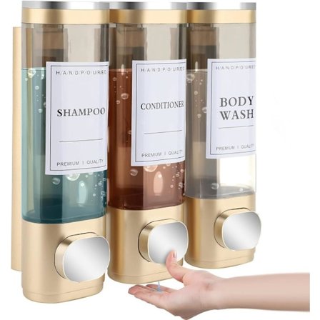 Lollanda Tvåldispenser Väggmonterad – 3-facks duschdispenser 300ml x3, för schampo & tvål