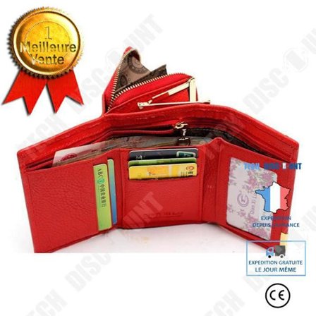 Portefølje - TD - Læder - Multifunktionel - Flere rum - Rød