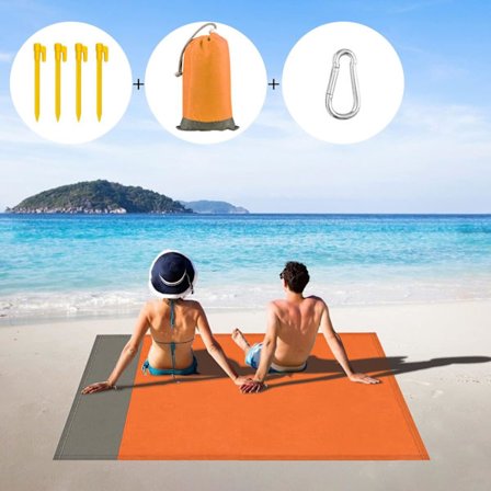 Foldbar Strandmåtte 210*200cm, Letvægts, Bærbar og Vandtæt