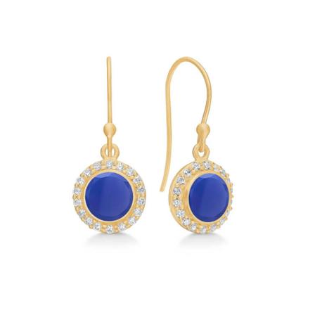 Frk. Lisberg, Daisy Earrings Blue Chalcedon Blauw, Dames, Maat:ONE Size